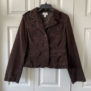 Ann Taylor LOFT Brown Corduroy Blazer with Pockets, Women’s 10